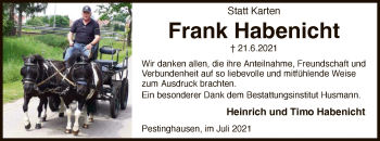 Todesanzeige von Frank Habenicht von SYK