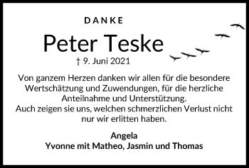 Todesanzeige von Peter Teske von SYK