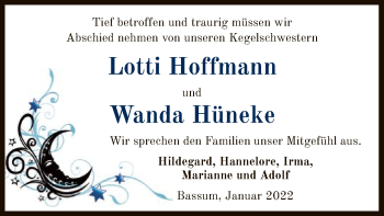 Todesanzeige von Lotti und Wanda  von SYK