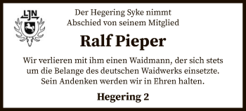 Todesanzeige von Ralf Pieper von SYK