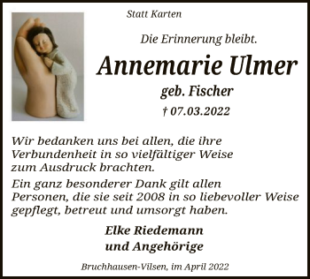 Todesanzeige von Annemarie Ulmer von SYK