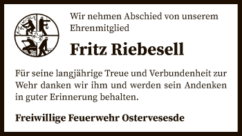 Todesanzeige von Fritz Riebesell von SYK