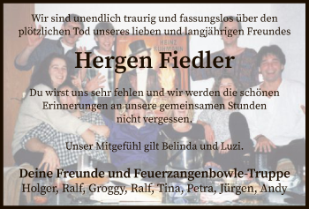 Todesanzeige von Hergen Fiedler von SYK