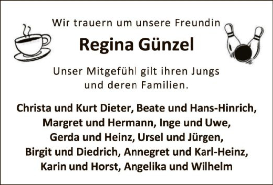 Todesanzeige von Regina Günzel von SYK