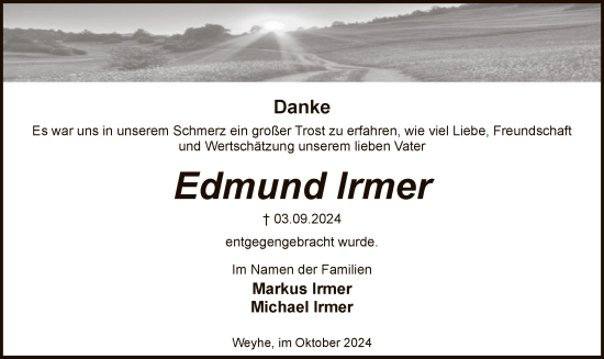 Todesanzeige von Edmund Irmer von SYK