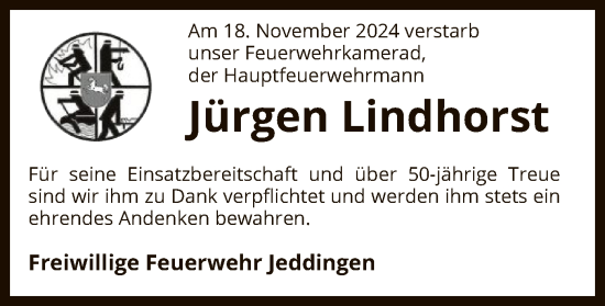 Todesanzeige von Jürgen Lindhorst von SYK