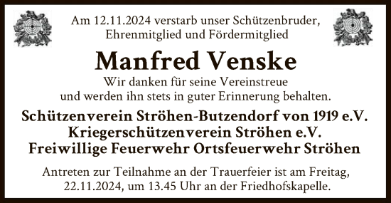 Todesanzeige von Manfred Venske von SYK