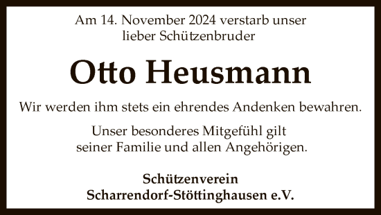 Todesanzeige von Otto Heusmann von SYK