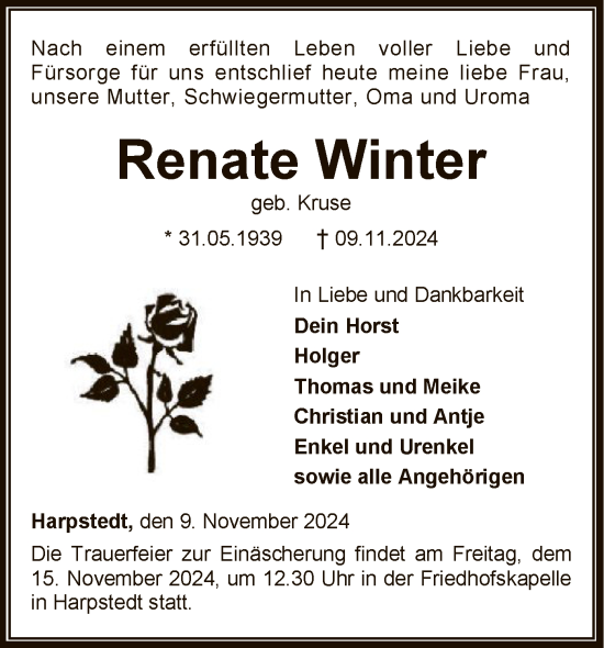 Todesanzeige von Renate Winter von SYKSYK