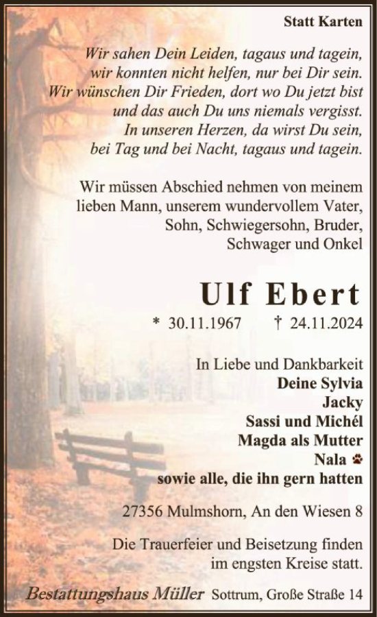 Todesanzeige von Ulf Ebert von SYK