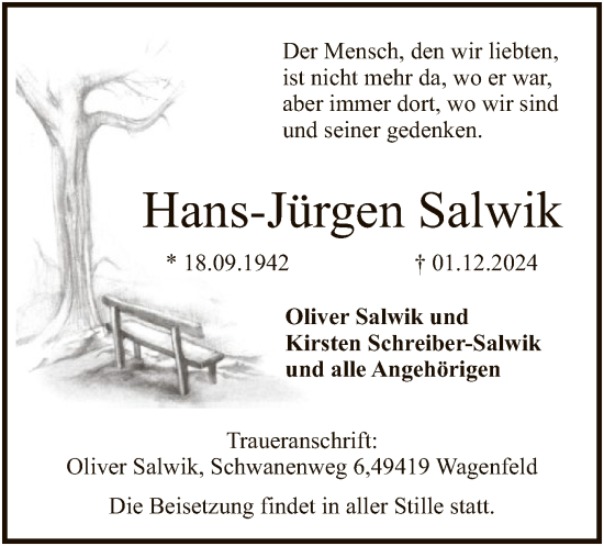 Todesanzeige von Hans-Jürgen Salwik von SYK