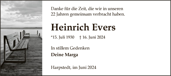 Todesanzeige von Heinrich Evers von SYKSYKSYK