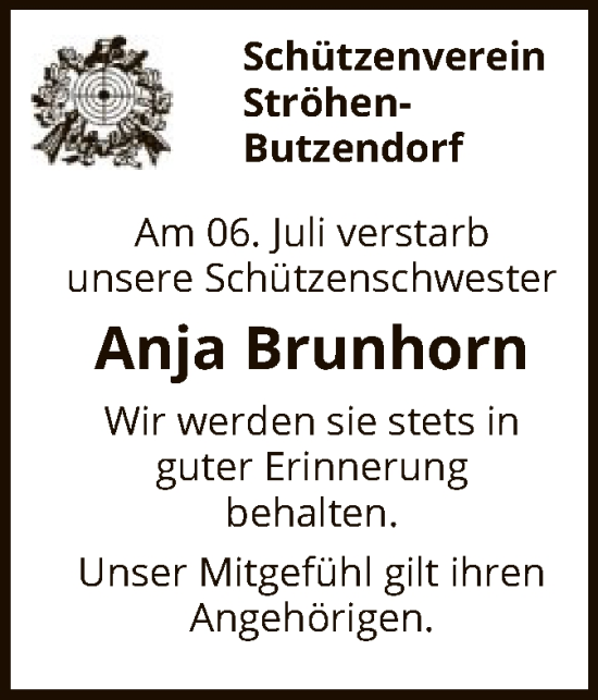 Todesanzeige von Anja Brunhorn von SYK