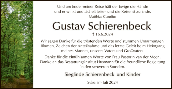 Todesanzeige von Gustav Schierenbeck von SYK