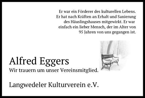 Todesanzeige von Alfred Eggers von SYK