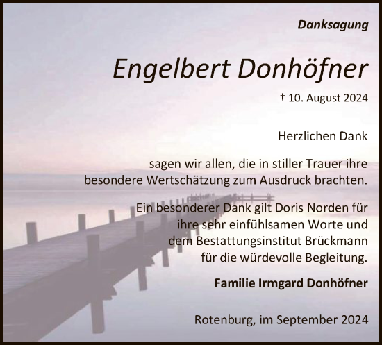 Todesanzeige von Engelbert Donhöfner von SYK