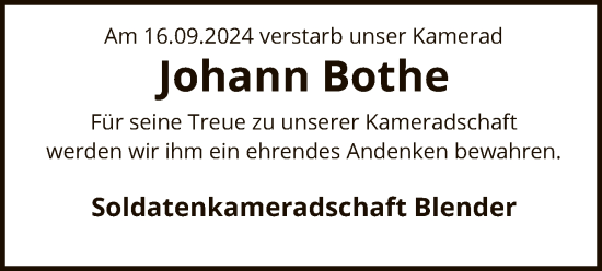 Todesanzeige von Johann Bothe von SYK