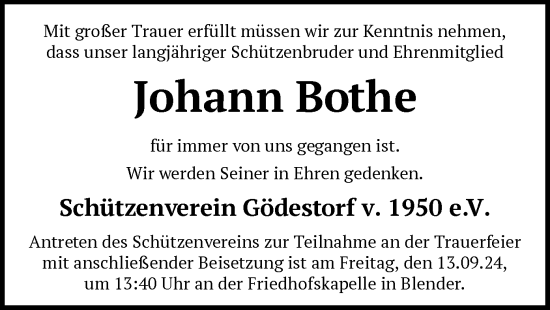 Todesanzeige von Johann Bothe von SYK