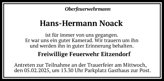 Todesanzeige von Hans-Hermann Noack von SYK