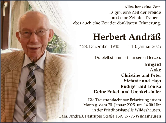 Todesanzeige von Herbert Andräß von SYK