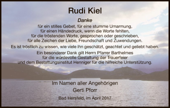 Todesanzeige von Rudi Kiel von Hersfeld