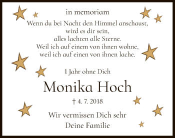 Todesanzeige von Monika Hoch von Hersfeld