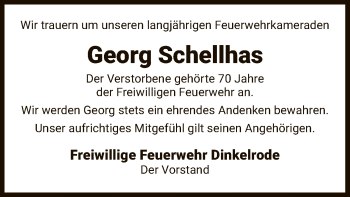 Todesanzeige von Georg Schellhas von HZ