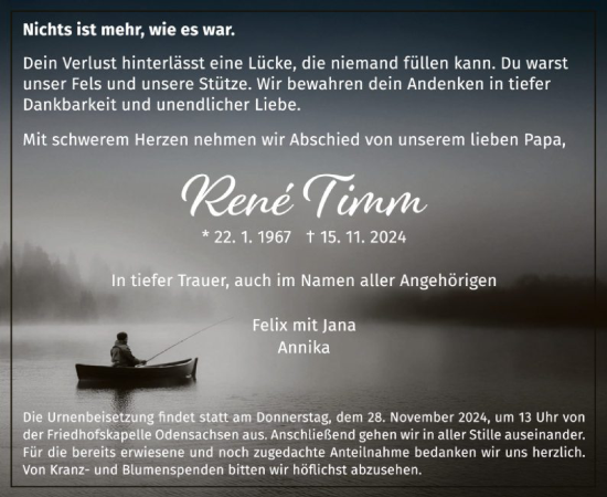 Todesanzeige von Rene Timm von HZ