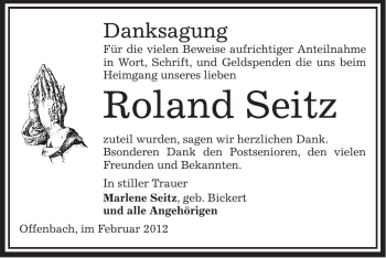 Todesanzeige von Roland Seitz von OFFENBACH-POST/HANAU-POST