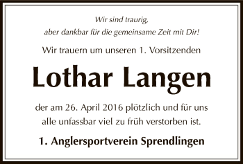 Todesanzeige von Lothar Langen von Offenbach