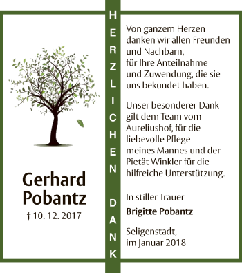 Todesanzeige von Gerhard Pobantz von Offenbach