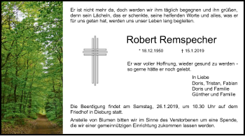 Todesanzeige von Robert Remspecher von Offenbach