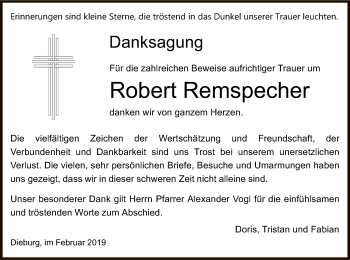 Todesanzeige von Robert Remspecher von Offenbach