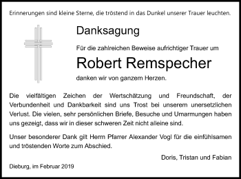 Todesanzeige von Robert Remspecher von Offenbach