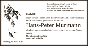 Todesanzeige von Hans-Peter Murmann von Offenbach