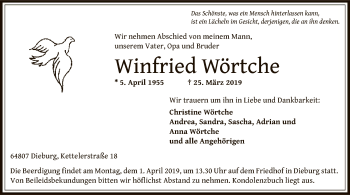 Todesanzeige von Winfried Wörtche von Offenbach