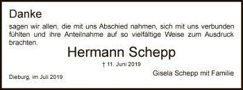 Todesanzeige von Hermann Schepp von Offenbach