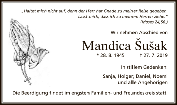 Todesanzeige von Mandica Susak von Offenbach