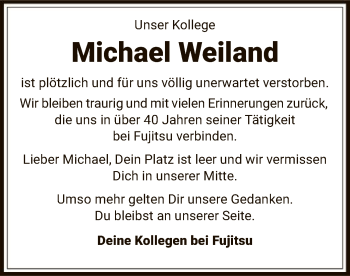 Todesanzeige von Michael Weiland von Offenbach