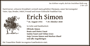 Todesanzeige von Erich Simon von OF