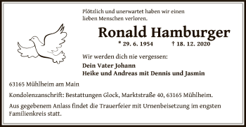 Todesanzeige von Ronald Hamburger von OF