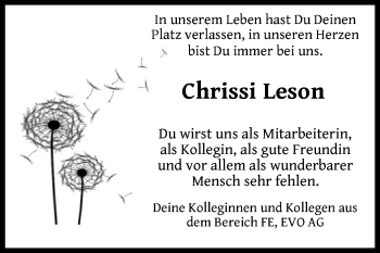 Todesanzeige von Chrissi Leson von Offenbach