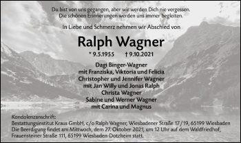Todesanzeige von Ralph Wagner von OF