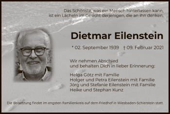 Todesanzeige von Dietmar Eilenstein von OF