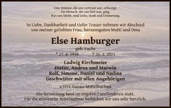 Todesanzeige von Else Hamburger von OF