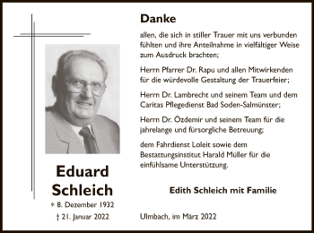 Todesanzeige von Eduard Schleich von OF