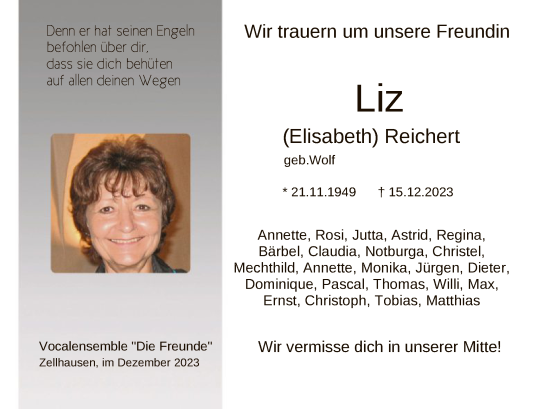 Todesanzeige von Elisabeth Reichert von OF