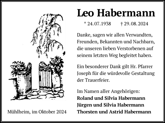 Todesanzeige von Leo Habermann von OF