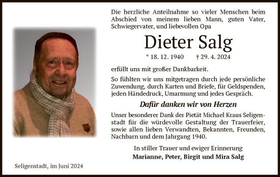 Todesanzeige von Dieter Salg von OF