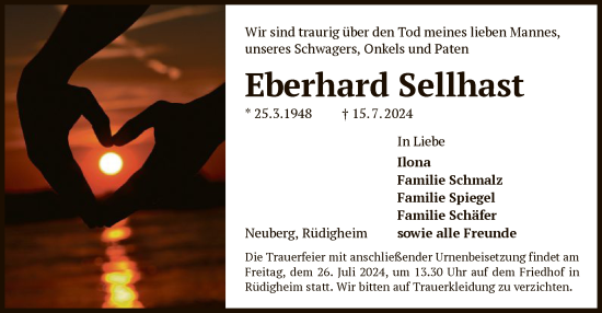 Todesanzeige von Eberhard Sellhast von OF